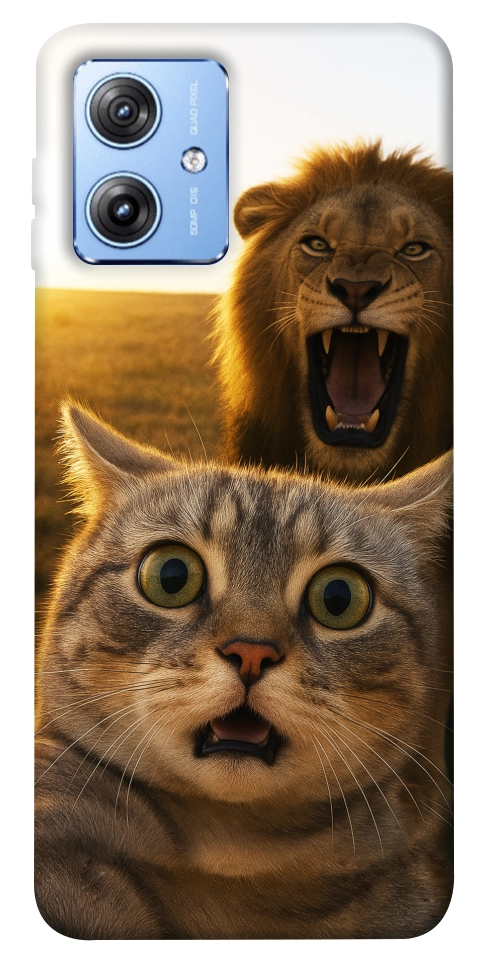 Чехол Shocked cat and lion для Motorola Moto G84