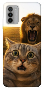 Чохол Shocked cat and lion для Nokia G42