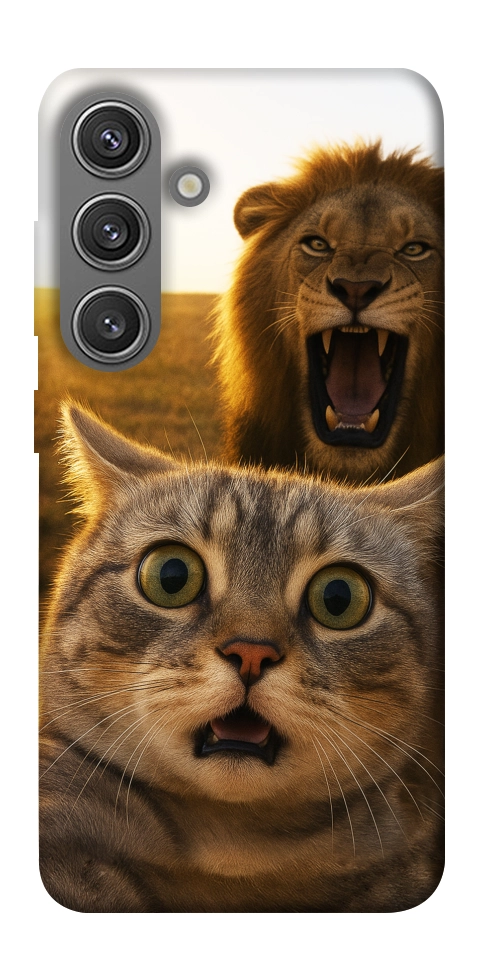 Чехол Shocked cat and lion для Galaxy S24