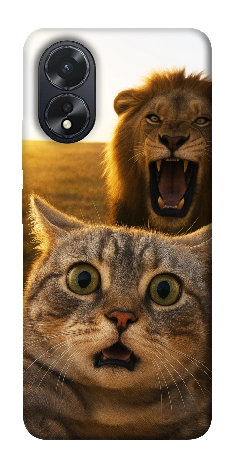 Чехол Shocked cat and lion для Oppo A38