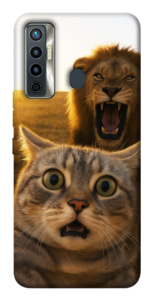 Чехол Shocked cat and lion для TECNO Camon 17