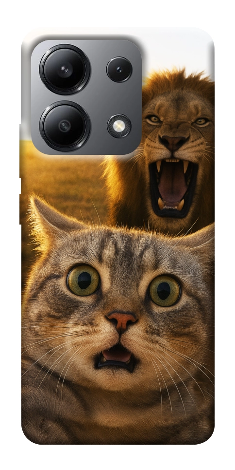 Чехол Shocked cat and lion для Xiaomi Redmi Note 13 4G