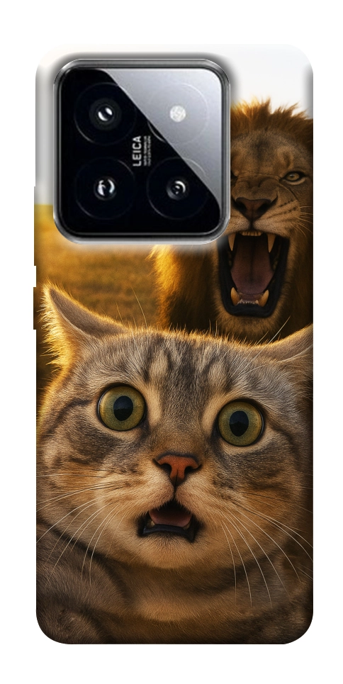 Чехол Shocked cat and lion для Xiaomi 14 Pro