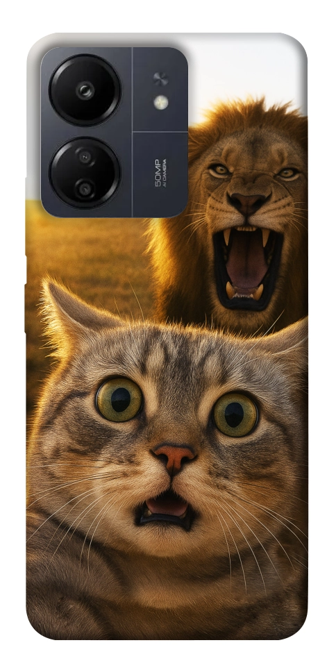 Чохол Shocked cat and lion для Xiaomi Poco C65
