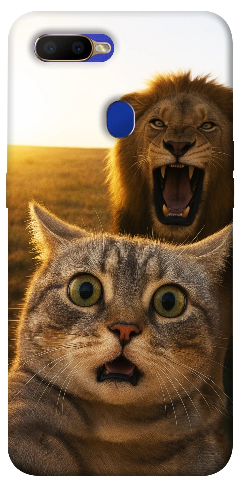 Чехол Shocked cat and lion для Oppo A7