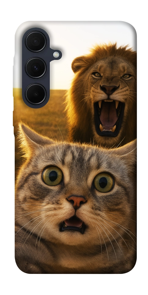 Чехол Shocked cat and lion для Galaxy A35