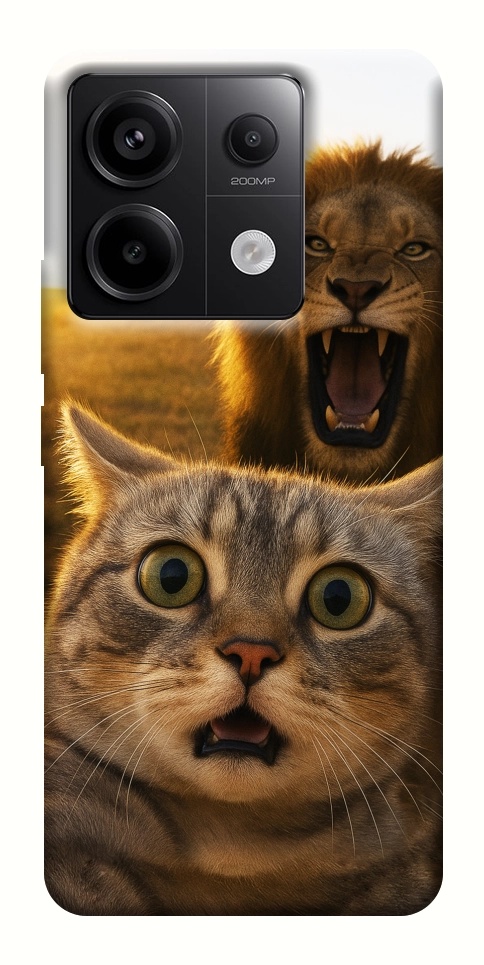 Чехол Shocked cat and lion для Xiaomi Redmi Note 13 Pro 4G