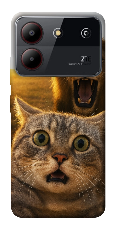 Чехол Shocked cat and lion для ZTE Blade A54 4G