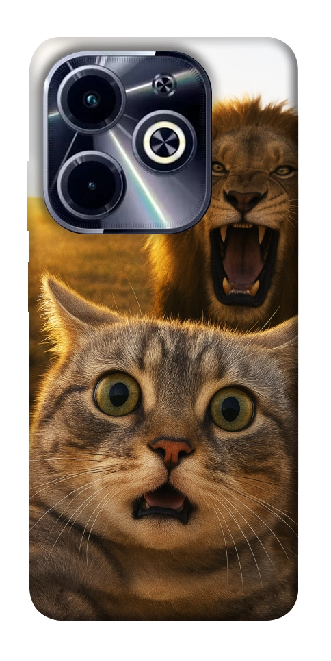 Чохол Shocked cat and lion для Infinix Hot 40i