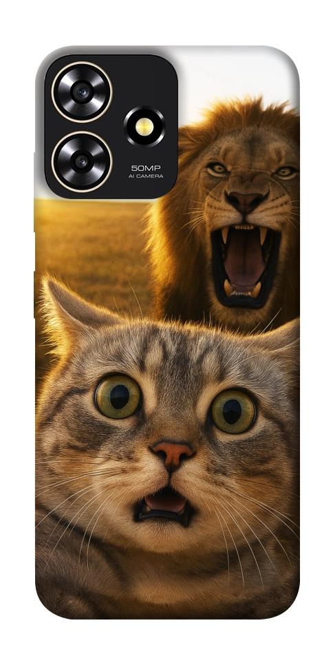 Чехол Shocked cat and lion для ZTE Blade A73 4G