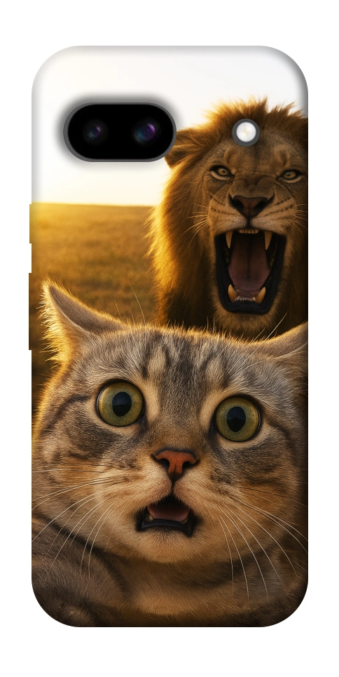 Чохол Shocked cat and lion для Google Pixel 8a