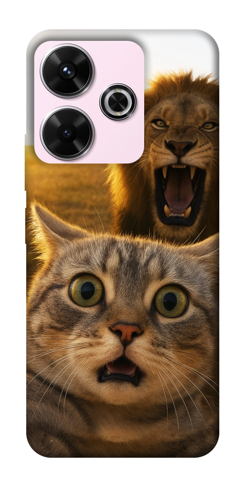 Чохол Shocked cat and lion для Xiaomi Redmi 13 4G