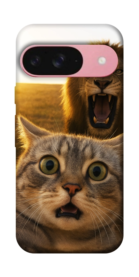Чехол Shocked cat and lion для Google Pixel 9