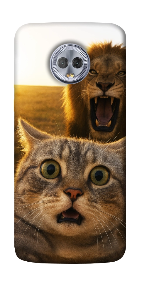 Чехол Shocked cat and lion для Motorola Moto G6 Plus