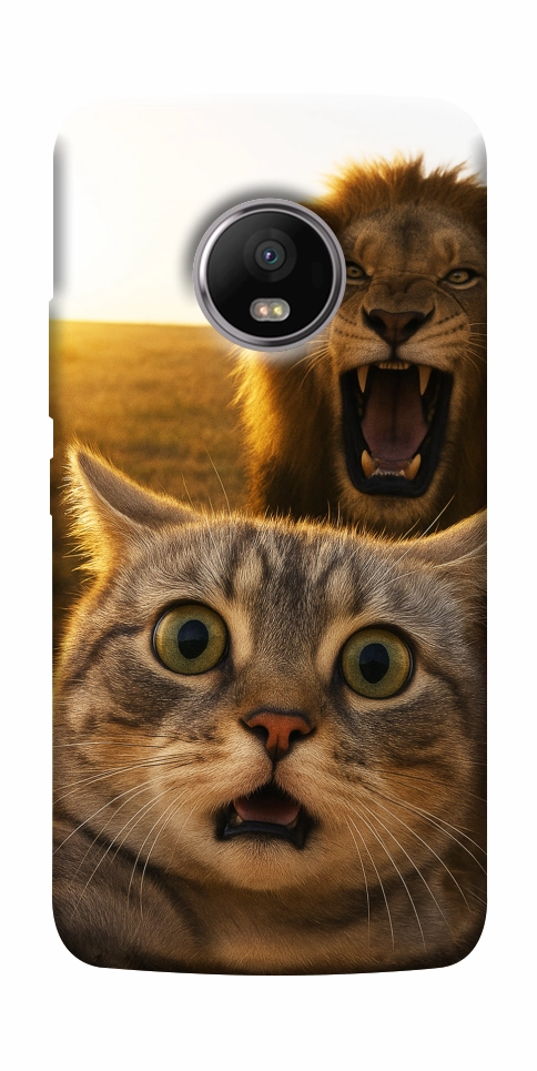 Чохол Shocked cat and lion для Motorola Moto G5S