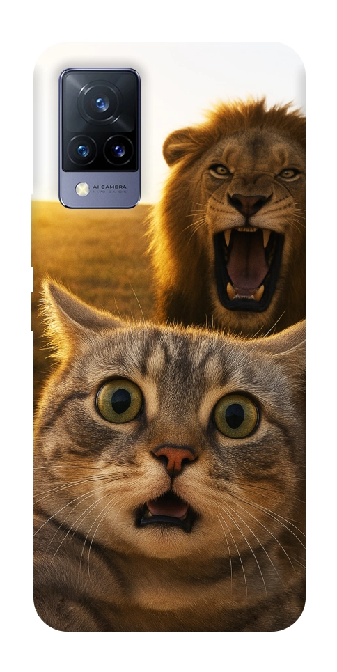 Чехол Shocked cat and lion для Vivo V21