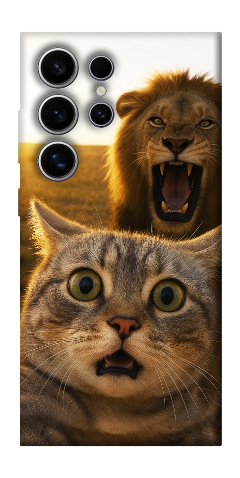 Чехол Shocked cat and lion для Galaxy S25 Ultra