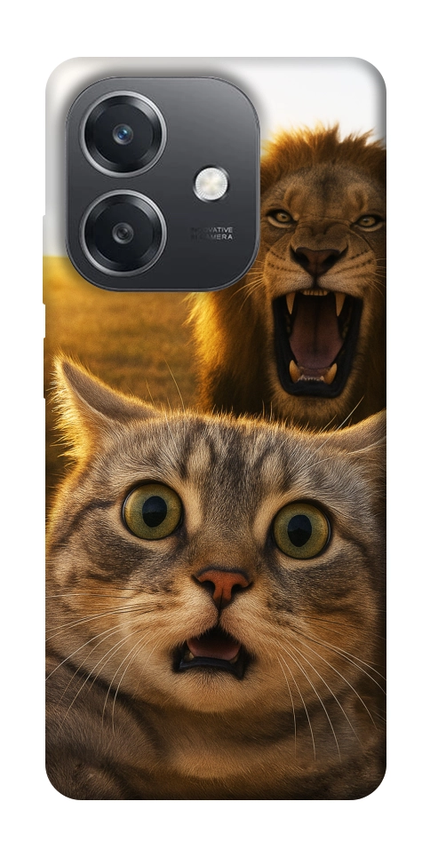 Чохол Shocked cat and lion для Oppo А3х 4G