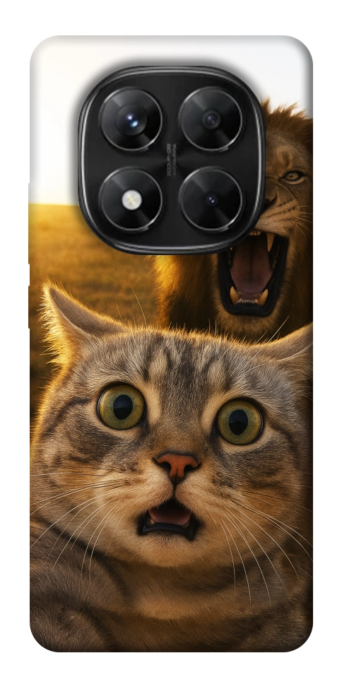 Чехол Shocked cat and lion для Xiaomi Redmi Note 14 Pro 5G