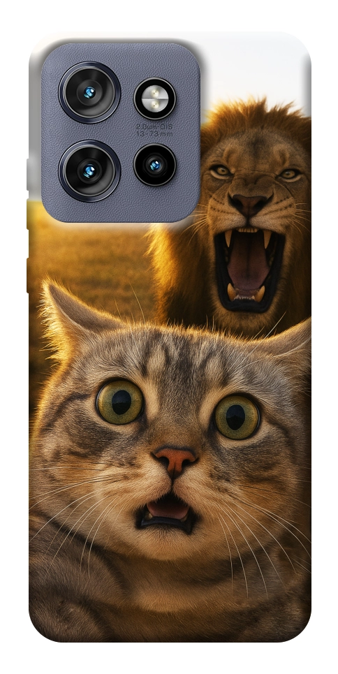 Чехол Shocked cat and lion для Motorola Edge 50 Neo