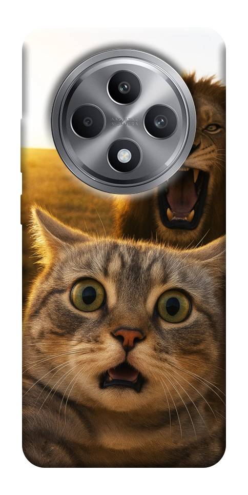 Чехол Shocked cat and lion для Oppo Reno 12 F 4G