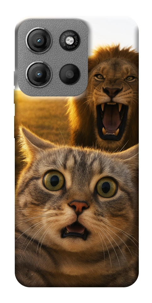 Чехол Shocked cat and lion для Motorola Moto G15 4G