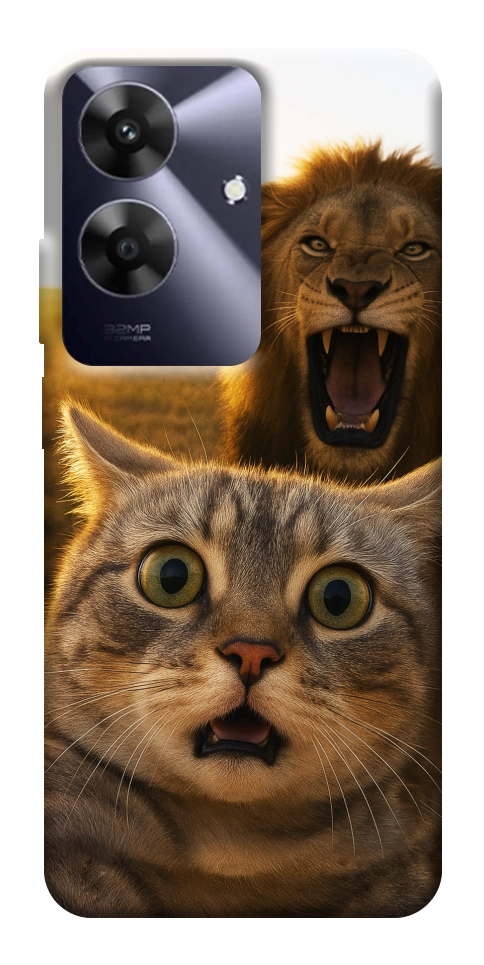 Чохол Shocked cat and lion для Realme Note 60