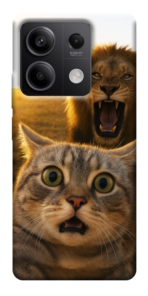 Чехол Shocked cat and lion для Xiaomi Redmi Note 13 5G