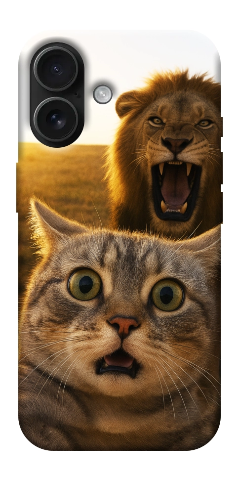 Чехол Shocked cat and lion для iPhone 17