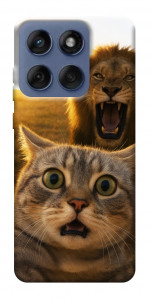 Чехол Shocked cat and lion для Motorola Edge 60 Fusion
