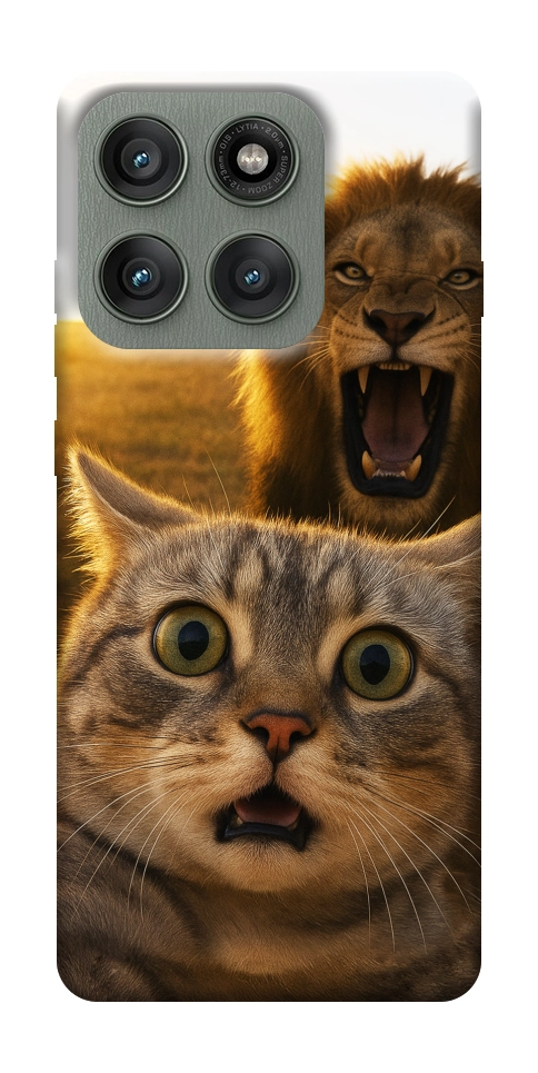 Чехол Shocked cat and lion для Motorola Edge 60 Pro