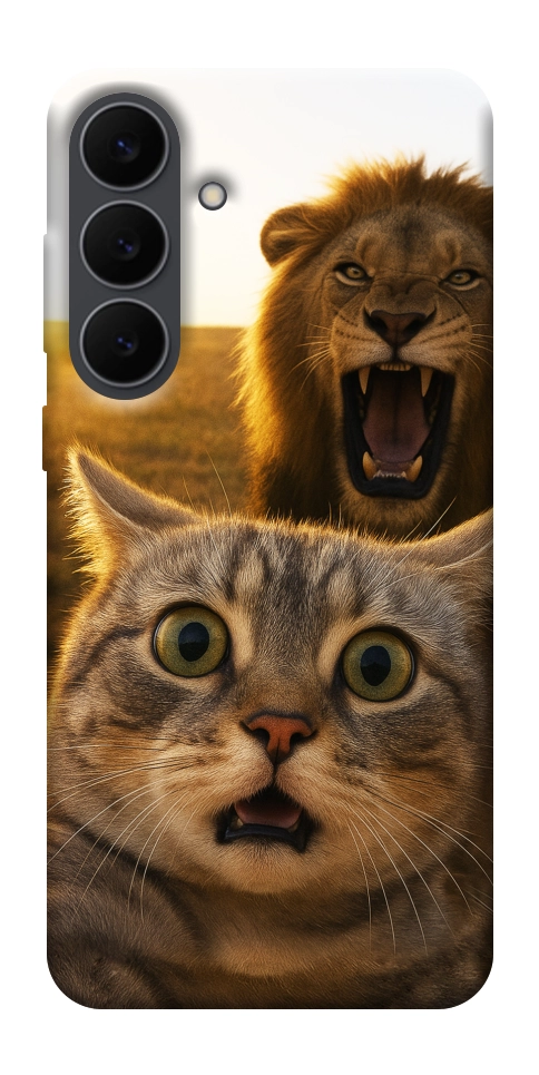 Чехол Shocked cat and lion для Galaxy S25 FE