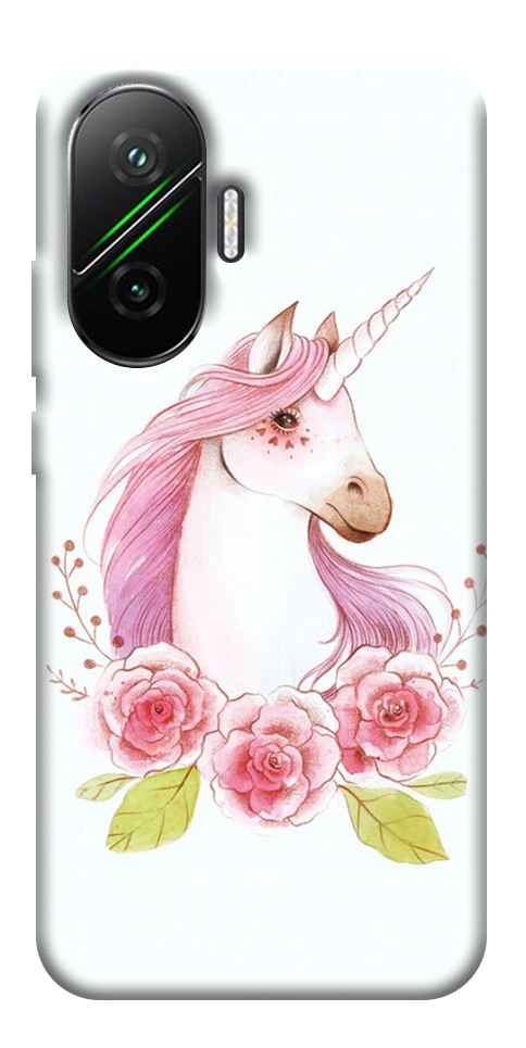 Чехол Единорог с цветами для Xiaomi Poco F7