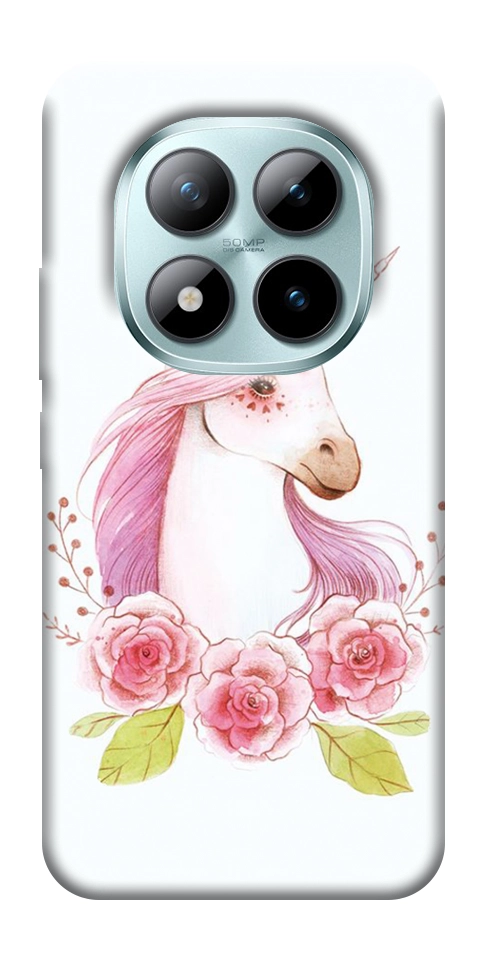 Чехол Единорог с цветами для Xiaomi Redmi Note 15 Pro+ 5G