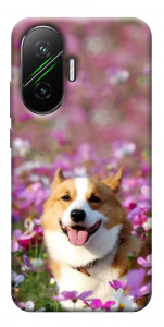Чехол Корги в цветах для Xiaomi Poco F7