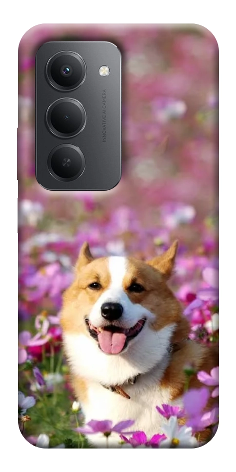 Чехол Корги в цветах для Xiaomi Redmi 15 (Europe version)