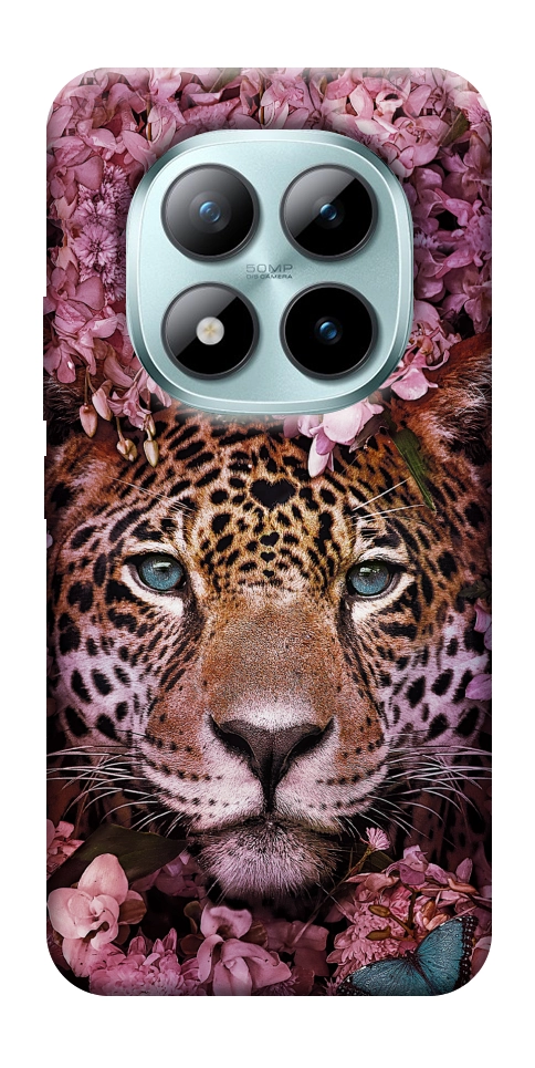 Чехол Леопард в цветах для Xiaomi Redmi Note 15 Pro 5G