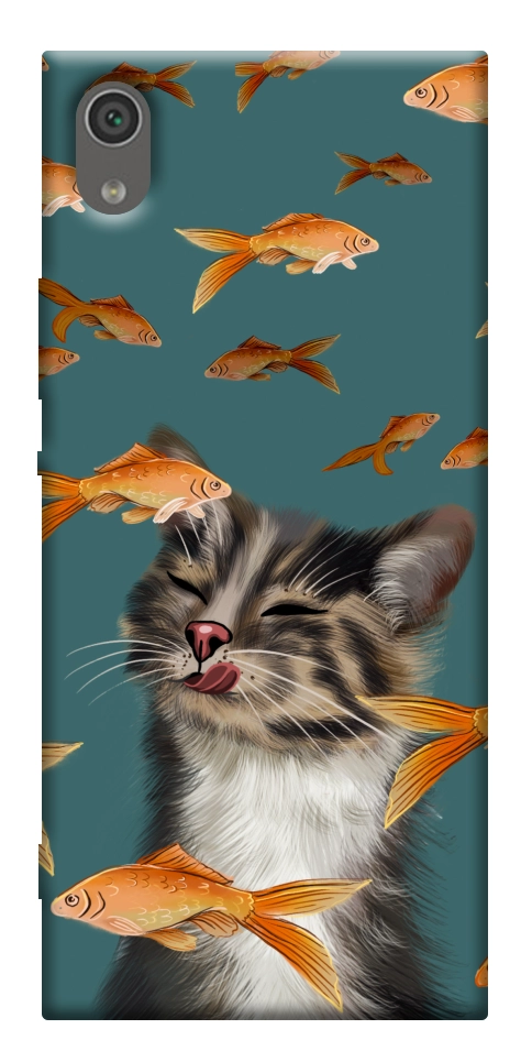 Чехол Cat with fish для Sony Xperia XA1