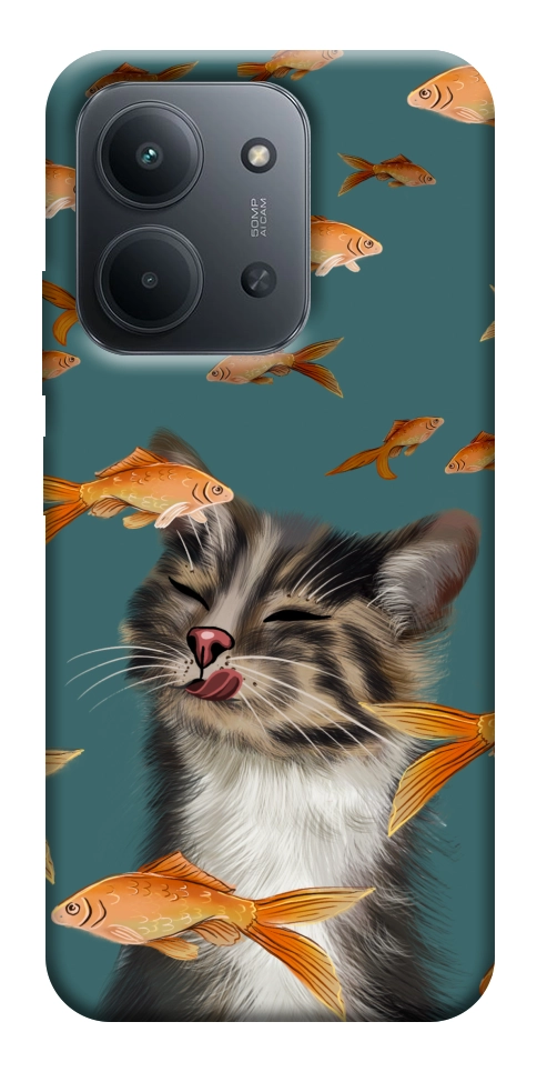Чехол Cat with fish для Xiaomi Redmi 15C (Europe version)