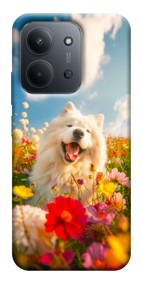 Чехол Happy dog in flowers для Xiaomi Redmi 15C (Europe version)