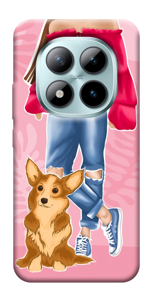 Чехол Girl and corgi для Xiaomi Redmi Note 15 Pro 5G