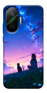 Чехол Space girl and cat для Xiaomi Poco F7