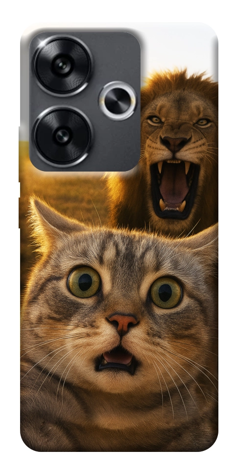 Чехол Shocked cat and lion для Xiaomi Poco F6