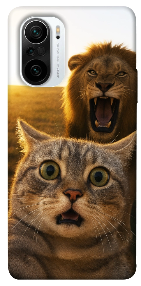 Чохол Shocked cat and lion для Xiaomi Redmi K40