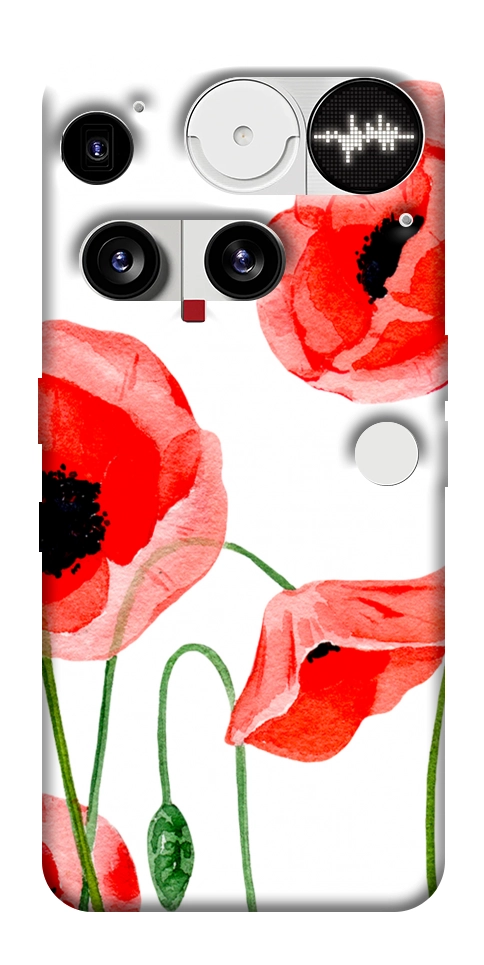 Чехол Акварельные маки для Nothing Phone (3)