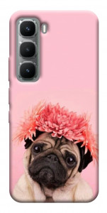 Чехол Мопс с цветами для Infinix Hot 60 Pro