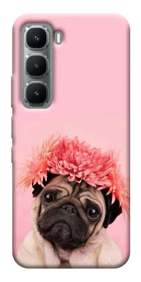 Чехол Мопс с цветами для Infinix Hot 60 Pro+
