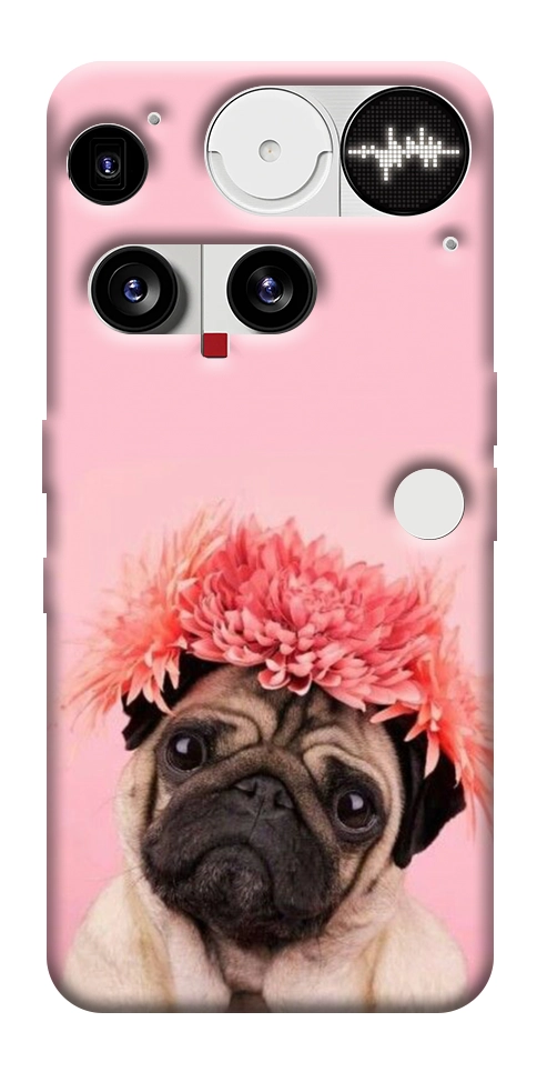 Чехол Мопс с цветами для Nothing Phone (3)