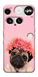 Чехол Мопс с цветами для Nothing Phone (3)