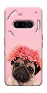 Чехол Мопс с цветами для Nothing Phone (3a)